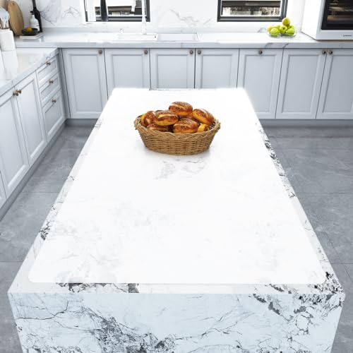 Silicone Mats for Kitchen Counter, Table & Desk, 47"x23" Heat Resistant Countertop Protector, Non-Slip Baking Pad, Dishwasher Safe - No Crease & White Translucent, Warome - color: 47"Translucent-White, size: 47"L x 23.6"W