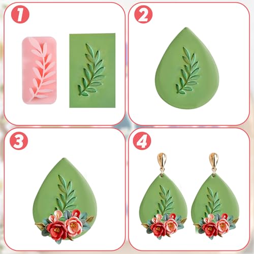 Leaves Clay Stamps, 7 Shapes for Polymer Clay Jewelry Making, Leaf and Plant Molds with PLA, Work with Spring Polymer Clay Cutter for Cutters Press Stamps for Earrings DIY Jewelry Making Craft