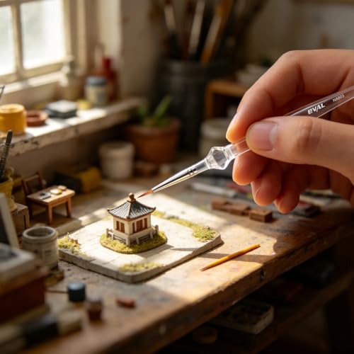 Detail Paint Brushes Set 5pcs Miniature Brushes for Fine Detailing & Art Painting, Mini Painting Brush for Acrylic, Oil, Watercolor, Gouache, Models