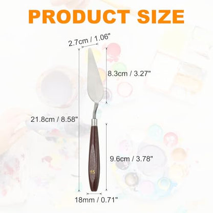 HARFINGTON 2pcs Palette Knife Painting Tool 3.27 x 1.06 Stainless Steel Art Spatula Pallet Knives Scrapers Tools with Beech Wood Handle for Acrylic Oil Canvas Mixing Spreading, Red/Silver - size: 3.27" x 1.06"