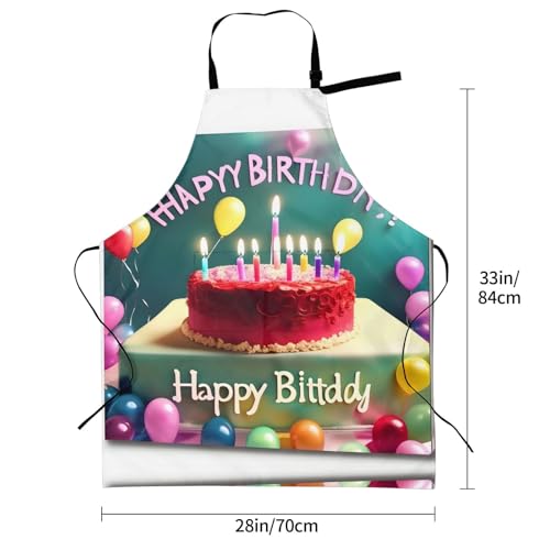 Cartoon heart sun Heavy Duty Waterproof Apron with Pockets for AdultsResistant Grilling, Gardening, Painting - color: Happy Birthday Beautiful