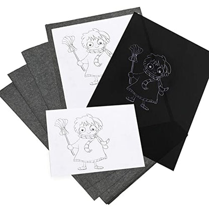 CHICHIYANG 100 Sheets Black Carbon Transfer Tracing Paper 8.3 x 11.7 Inch Graphite Paper for Canvas Wood Paper