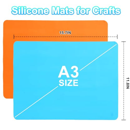 2Pack Silicone Mats, Premium Silicone Mat for Crafts, 15.7 "x11.8" Playdough Mat, Silicone Sheet for Crafts, Liquid, Resin Jewelry Casting Molds Mat, Nonstick & Nonslip Table Protector by YUIOASE