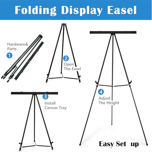 Falling in Art Aluminum Flip Chart Display Easel Stand with Adjustable Floor for Boardroom, Whiteboard, Paper Pads, Signage, 63 1/2'' High, Black 4 Pack - style: Black 4-Pack