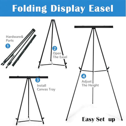 Falling in Art Aluminum Flip Chart Display Easel Stand with Adjustable Floor for Boardroom, Whiteboard, Paper Pads, Signage, 63 1/2'' High, Black 4 Pack - style: Black 4-Pack