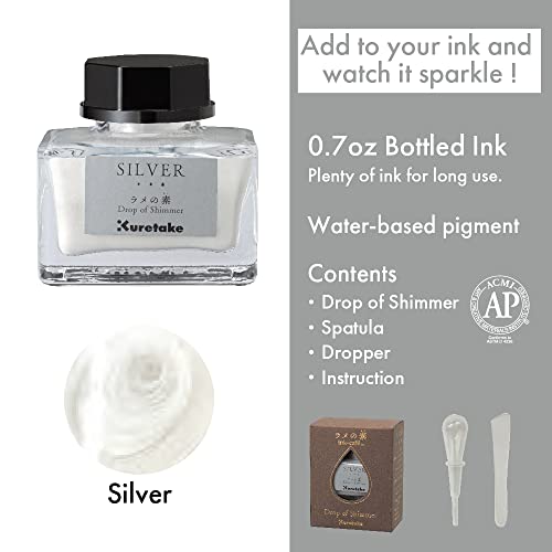 Kuretake ECF163-102 Ink Ink - Cafe Glitter Base Silver - color: Silver/Silver