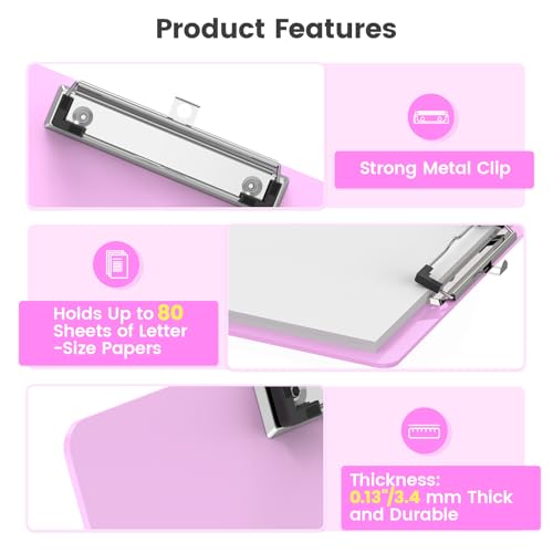 Extra Large 11x17 Clipboards, Landscape and Vertical Layout 2 Pack | Pink Plastic Drawing Boards with Low Profile Clip. Suitable for Watercolor, Sketching, Painting. Art & Drafting Supply - color: Pink