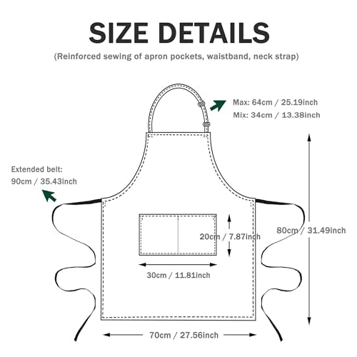 4 Packs Black Waterproof Apron, Adjustable Apron with 2 Pocket for Men Women, Professional Waiter Chef Work Apron