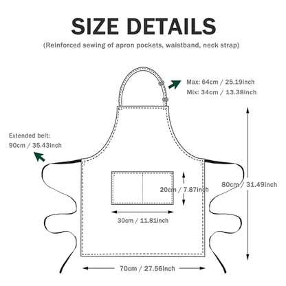 4 Packs Black Waterproof Apron, Adjustable Apron with 2 Pocket for Men Women, Professional Waiter Chef Work Apron