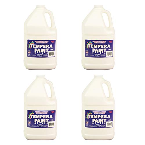 Constructive Playthings Washable Tempera Paint for Kids, Classroom Painting Supplies, Set of 4 Gallons, White - color: White, size: 128 Fl Oz (Pack of 4)