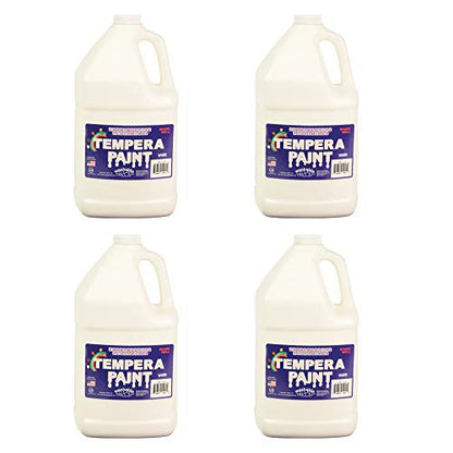 Constructive Playthings Washable Tempera Paint for Kids, Classroom Painting Supplies, Set of 4 Gallons, White - color: White, size: 128 Fl Oz (Pack of 4)