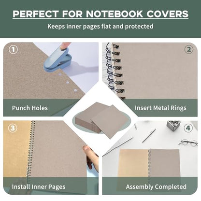 Goefun 20 Pcs 12.5x10 Thick Chipboard | Heavy-Duty 80pt/2mm Grey Bookboard Chip Board for Book Binding, Photo Backing, Crafts & DIY Projects - size: 12.5x10