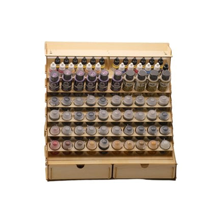 Craft Paint Storage-Modular Paint Organizer - Holds 74 Bottles of Paints, 14 Brushes, 2 Cabinets, and 6 Miniature Stands - Art Tool Storage Rack for Miniature Paint Set - size: 74