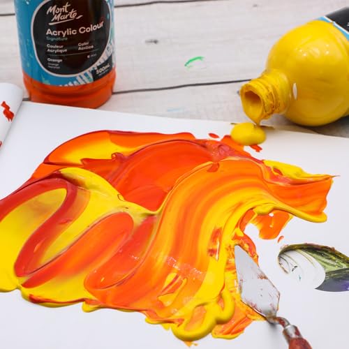 Mont Marte Signature Brilliant Red Acrylic Paint, 16.9oz (500ml), Semi-Matte Finish, Suitable for Canvas, Wood, Fabric, Leather, Cardboard, Paper, MDF and Crafts - color: Brilliant Red, size: 16.9 Fl Oz (Pack of 1)