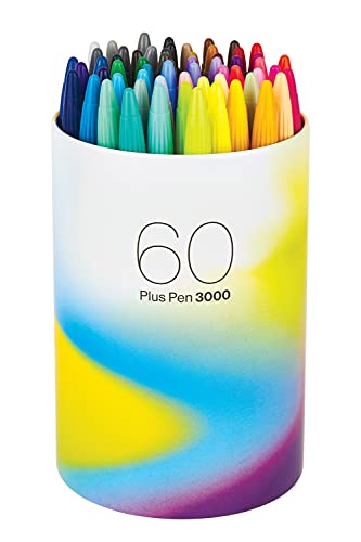 MONAMI Plus Pen 3000 Felt Tip Pens, Fine Point (0.4mm), Coloring/Drawing/Journaling, Assorted Colors, 60-Pack - color: 60 Colors