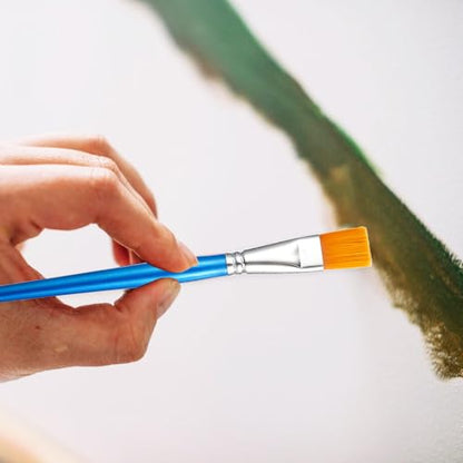20 Pcs 3/4 Inch Flat Paint Brushes, Acrylic Brush Wide Synthetic Bristles Paintbrushes Small Watercolor Brushes Bulk Craft Paint Brush with Wooden Handle for Detail Art Painting Oil, Face Body Art