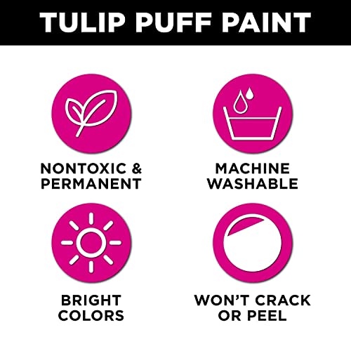 TULIP Puff Paint Essential Rainbow Colors 10-pack, Multi-Surface, Premium Quality, Nontoxic & Waterproof Craft Paint, Permanent on Fabric, 10-pack - color: Rainbow