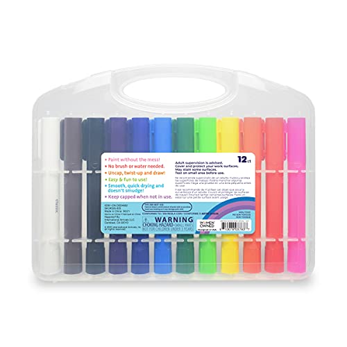 Happido Solid Poster Paint Sticks, Set of 12 - Non-Toxic, Mess-Free, and Quick Drying Variety Pack, Includes Bright, Vibrant, Classic Colors, Easy to Use, No Brush Needed