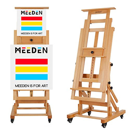 MEEDEN Movable Large H-Frame Painting Easel - Artist Studio Easel - Heavy Duty Art Easel Stand for Adults, Solid Beech Wood Easels, Holds Canvas Art Up to 78.7" High - color: Natural