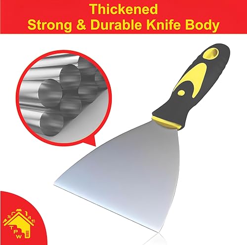 TPW 5-Pcs Putty Knife Set, 1-5 Inch Stainless Steel Scrapers for Drywall Repair, Wallpaper Removal, Mud and Plaster Scraping