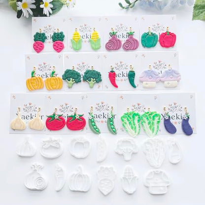 Xaekicr 13 Pcs Vegetable Polymer Clay Cutters - Miniature Food Shape Jewelry Making Tools for Earrings, Charms & DIY Crafts, Soft Clay Molds - color: 2G color