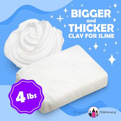 Original Stationery Soft Clay Modeling Compound - 4 lb (1.8 kg), White - Air Dry Cloud Dough & Butter Slime Clay for DIY Slime Kit, Arts & Crafts, Ages 7+ Kids Crafts - size: X-Large - 1800g