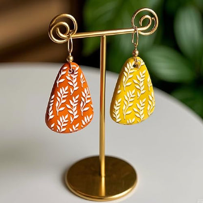 4 Sheets Leaves Pattern Polymer Clay Texture Sheet Plants Pattern Rubber Clay Texture Mat for Polymer Clay Making Earrings Jewelry DIY Crafts 4 × 2.5 Inch - style: Leaves Pattern