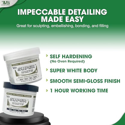 Aves Apoxie Sculpt Super White - 2 Part Modeling Compound (A & B) - 1 Pound, Apoxie Sculpt for Sculpting, Modeling, Filling, Repairing, Easy to Use Self Hardening Modeling Compound