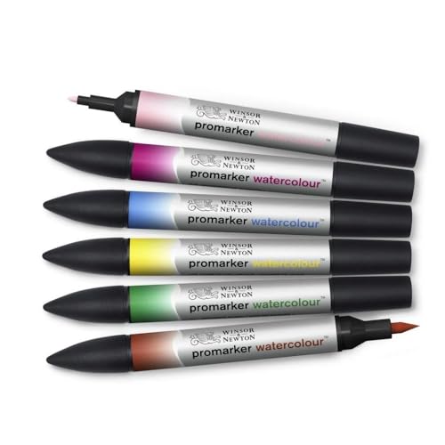 Winsor & Newton ProMarker Watercolor Marker Set, 6 Count, Floral Tones - color: Floral Tones, style: Set of 6
