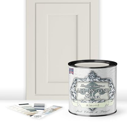 ALL-IN-ONE Paint by Heirloom Traditions, 2 Quart Cabinet Paint Bundle and Tool Kit - Almond (off white with tan undertone) - color: Almond