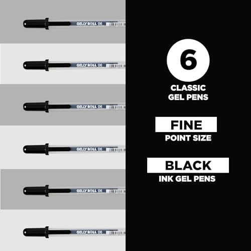 SAKURA Gelly Roll Classic, Fine Pt, Black, 6 Count - style: 6 Pen Pack