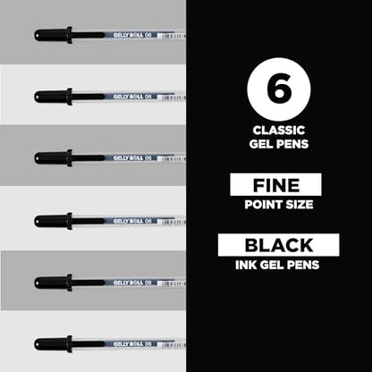 SAKURA Gelly Roll Classic, Fine Pt, Black, 6 Count - style: 6 Pen Pack