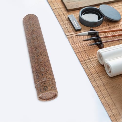 PRETYZOOM Telescoping Calligraphy Roll Storage Tube with Rustic Design, 35cm Extended Length, 6cm Diameter, Art Poster Carrier for Scrolls and Paintings, Reusable Painting Storage Box