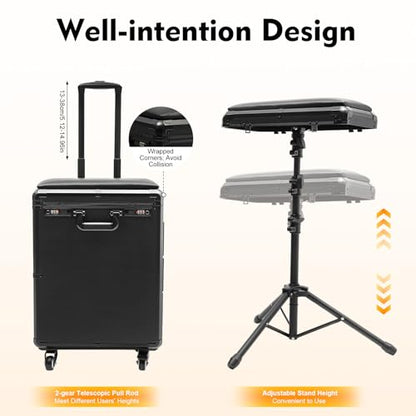 Tattoo Travel Case on Wheels, Rolling Makeup Case, 3-Drawer Tattoo Station with Adjustable Tattoo Armrest Stand, Tattoo Suitcase & Mobile Cosmetology Station, 44 lbs Capacity (Acrylic Plate) - style: Acrylic Plate