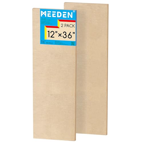 MEEDEN Unfinished Wood Canvas Board: 1-1/2" Deep 12x36” Wooden Canvas Panel Pack of 2 - Blank Cradled Wood Art Board for Painting - size: 12"x36"- 2 Pack