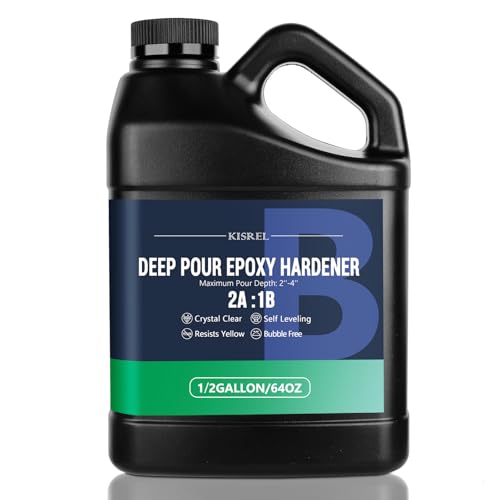 KISREL 0.5-Gallon Deep Pour Hardener—High-Transparency Part B Epoxy Resin, for Deep-Pour Resin Projects, Crystal-Clear Casting Resin for Tabletops, River Tables, and Wood Fillers - size: Only 0.5Gallon Hardener