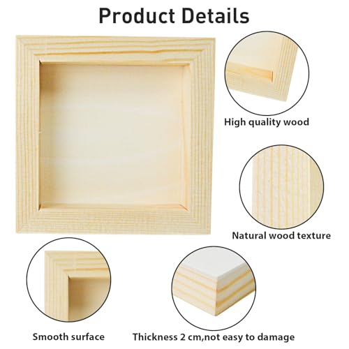 10 Pack 4 x 4 Inch Unfinished Wood Canvas Wooden Canvas Panels Wood Cradled Painting Panel Boards for Painting,Pouring,Arts and DIY Crafts Use with,Oils,Acrylics and More