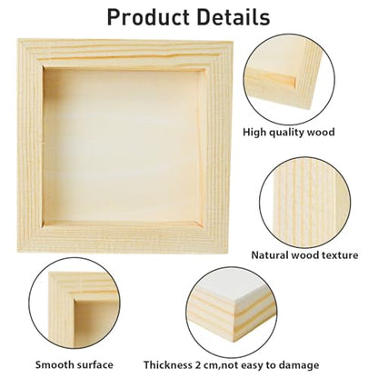 10 Pack 4 x 4 Inch Unfinished Wood Canvas Wooden Canvas Panels Wood Cradled Painting Panel Boards for Painting,Pouring,Arts and DIY Crafts Use with,Oils,Acrylics and More