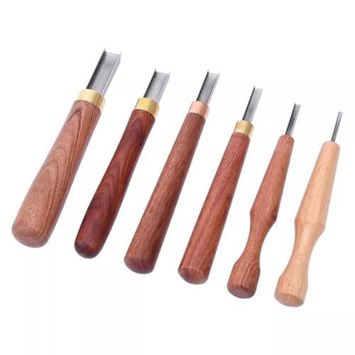 Wood Carving Tools, 6Pcs Wood Carving Knife Kit, Linocut Carving Tools Set, with Wooden Handle, Square U Shaped Blade, for Woodblock Printing, Woodcut Printmaking, Linoleum Carving, Linocut
