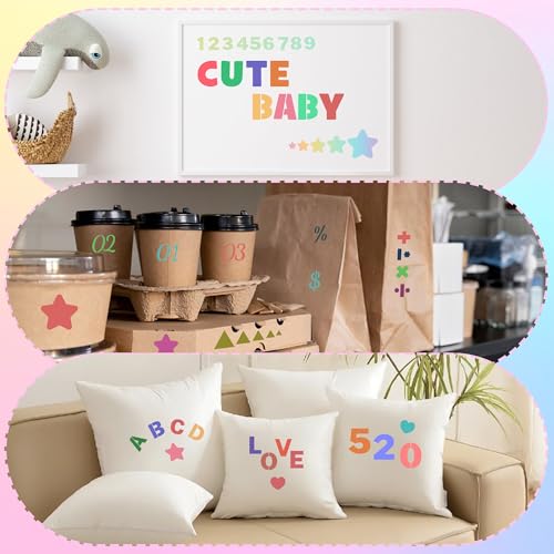 36Pcs Letter Stencils for Painting 1/2,3/4,1,5/4,2Inch Small Reusable Plastic Letter Geometric Alphabet and Number Templates for Scrapbooking Walls Art Projects Notebook Journal Home Decor Custom Sign