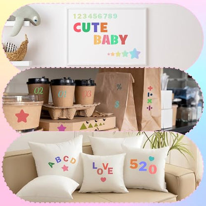 36Pcs Letter Stencils for Painting 1/2,3/4,1,5/4,2Inch Small Reusable Plastic Letter Geometric Alphabet and Number Templates for Scrapbooking Walls Art Projects Notebook Journal Home Decor Custom Sign