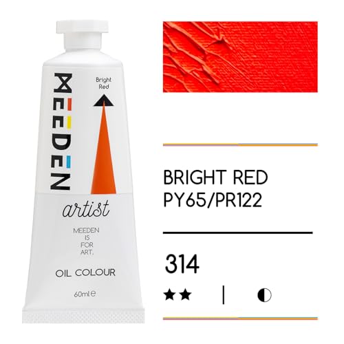 MEEDEN Artist Grade Oil Paint: Bright Red - 60ml/2oz Tube - Professional Art Paints for Canvas Painting - color: Bright Red, style: 60ml/2oz