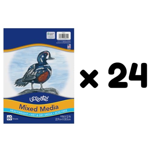 UCREATE Mixed Media Art Paper PAC4841, White, 9" x 12", 60 Sheets/Pack, Case of 24 Packs, 1440 Sheets Total - size: 60 Count (Pack of 24)