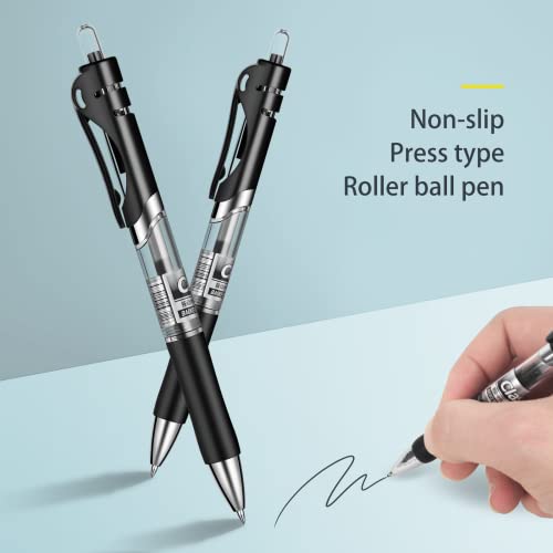 Gel Pens, Retractable Rolling Ball Gel Pens, Writing Smoothly, Large Capacity, Suitable for Working or Studying, 12-Pack, 0.7mm (Black)