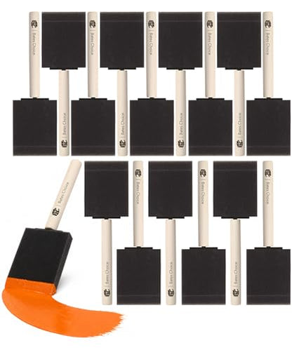 Bates- Foam Paint Brushes, 2 Inch, 16 Pack, Wooden Handle | for Painting, Staining, Varnish, Glue Application and DIY Crafts on Wood, Metal - color: Black, size: 2 Inch, 16 Pack