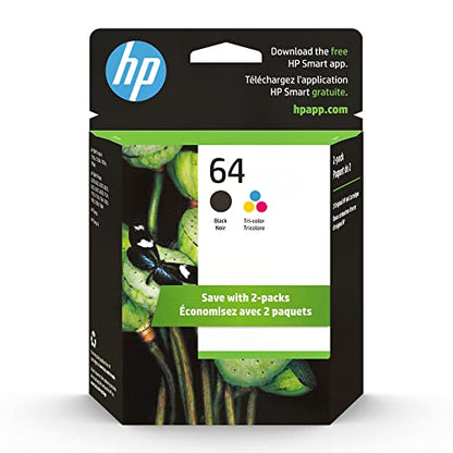 HP 64 Black & Tri-Color Ink Cartridges Printers (Combo Pack) | Works with Printer Series: Inspire 7950e; Envy Photo 6200, 7100, 7800; Tango | Eligible for Instant Ink | X4D92AN - style: Black + CMY