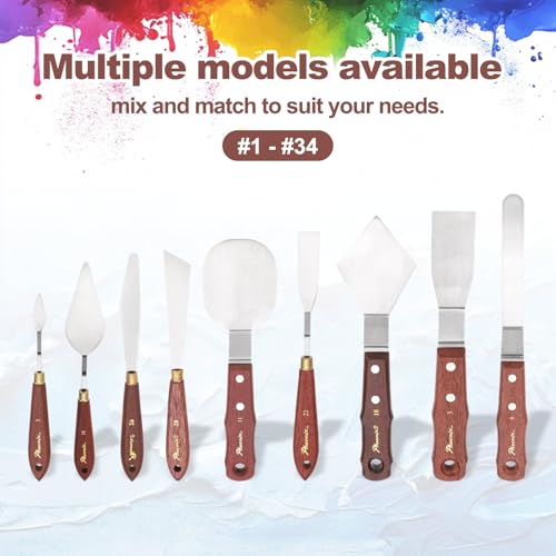 MECCANIXITY Pack of 1 Palette Knife No.3, 7.1" Long Palette Knives with Stainless Steel Flexible Spatula Pallet Knife and Wood Handle for Scraping, Mixing, Oil Acrylic Painting Canvas - style: No.3