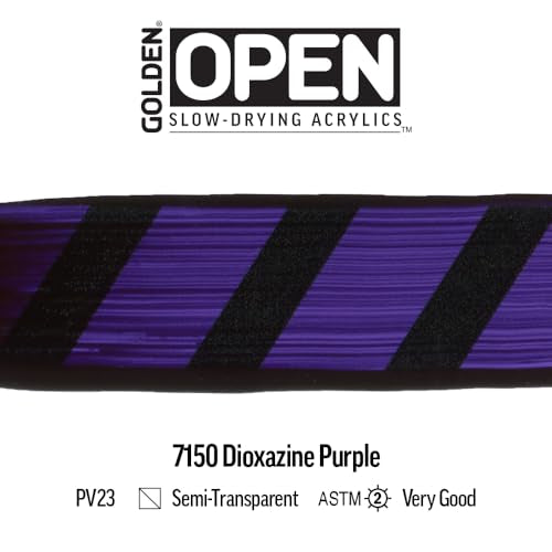 GOLDEN OPEN Slow-Drying Acrylics, Dioxazine Purple, 2 fl oz. tube, Professional Acrylic Paint, Semi-Transparent - color: Dioxazine Purple, size: 2 Fl Oz (Pack of 1)