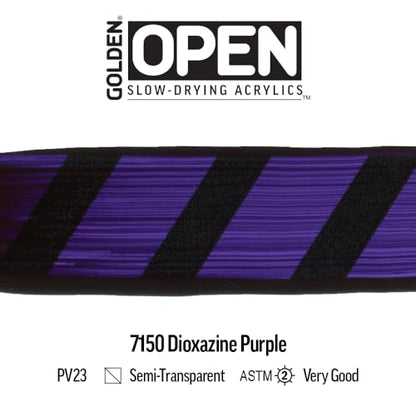 GOLDEN OPEN Slow-Drying Acrylics, Dioxazine Purple, 5 fl oz. tube, Professional Acrylic Paint, Semi-Transparent - color: Dioxazine Purple, size: 5 Fl Oz (Pack of 1)