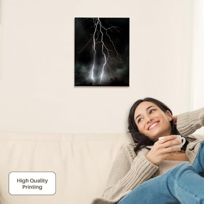 3dRose Photograph of a lightning strike during a thunderstorm. Museum Grade Canvas Wrap 11x14 - size: 11"L x 14"W